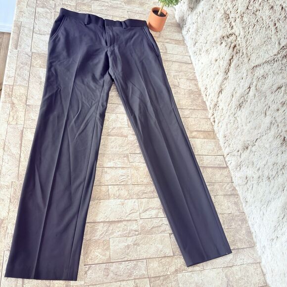 Haggar Dress Pants Mens 30x30* Black  Slim Fit Flat Front Polyester Blend Career - Picture 4 of 13